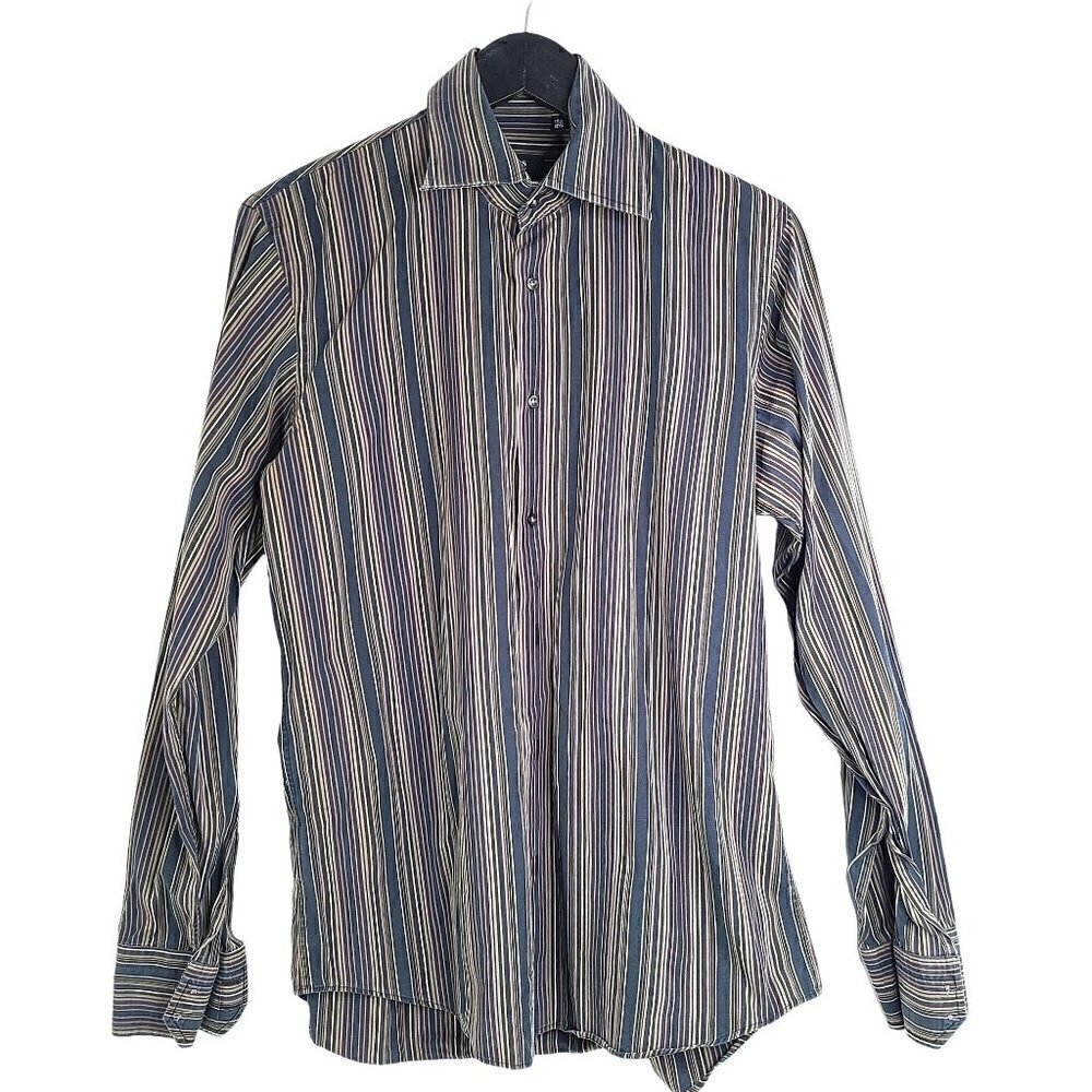 BOSS Hugo Boss Long Sleeve Striped Button-front Shirt Work Men's 34 35 / 15. 5